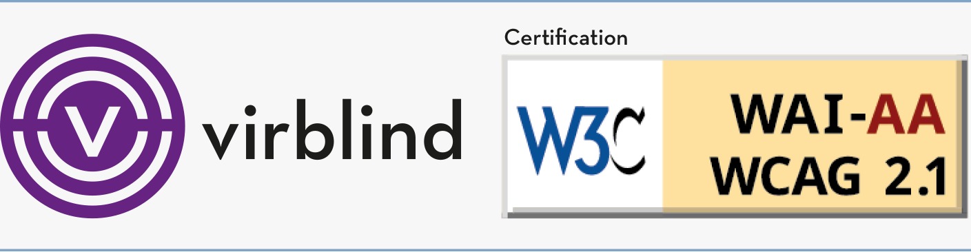 imagen logotipo virblind con W3C describiendo la certificación AA y AAA